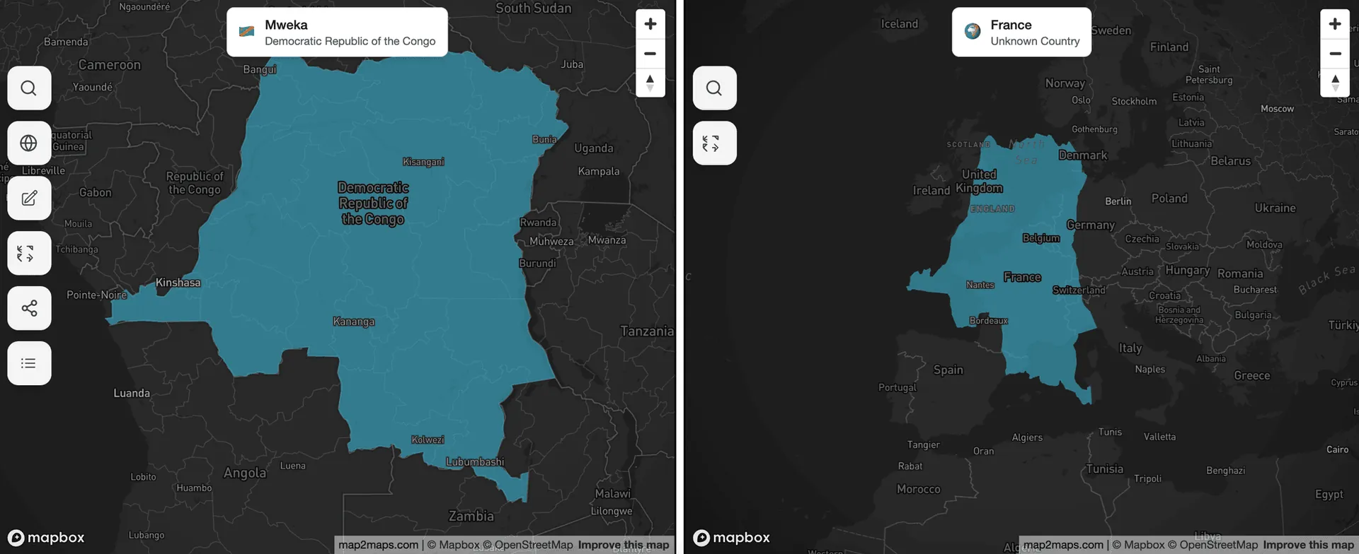 DR Congo vs. France Size Comparison