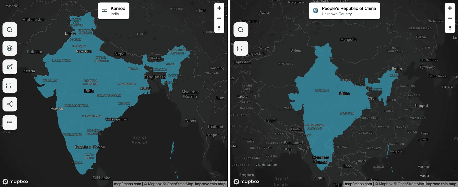India vs. China Size Comparison: China Is 3x Bigger