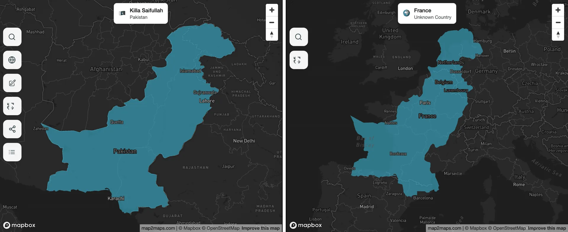 Pakistan vs. France Size Comparison