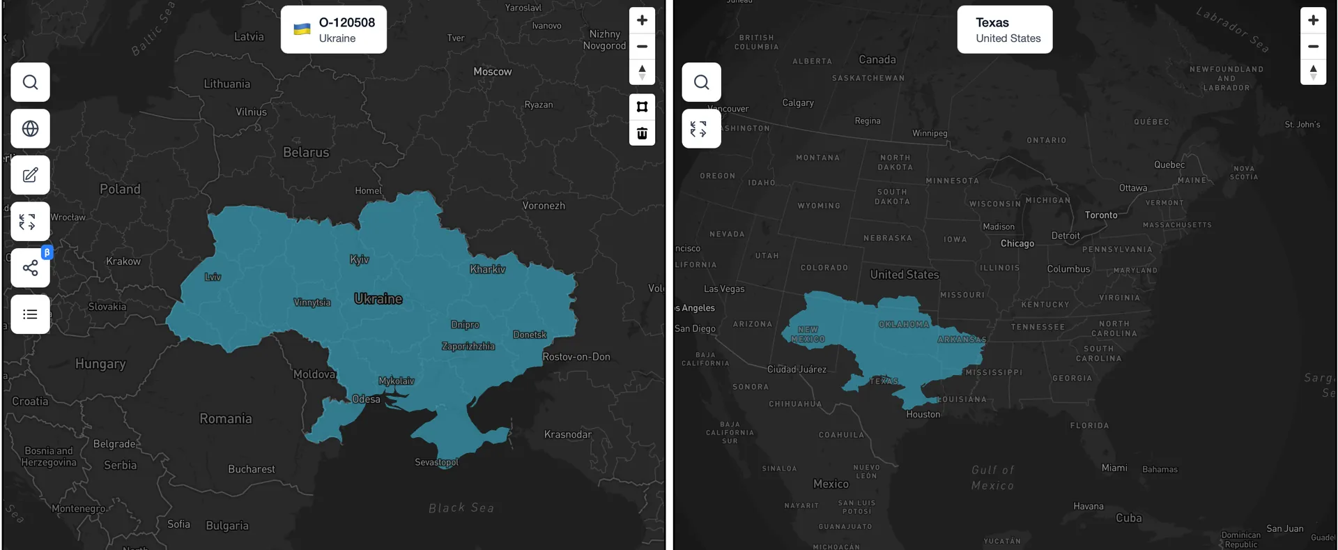 Ukraine vs. Texas Size Comparison